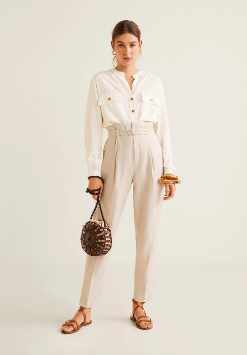 MANGO - Blouse with pockets - off-white