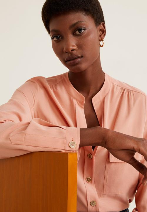 MANGO - Blouse with pockets - peach