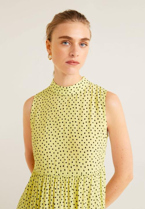MANGO - Polkadot flared dress - yellow