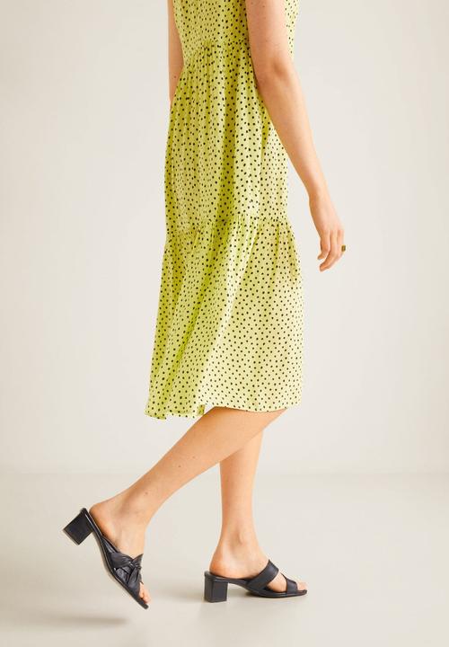 MANGO - Polkadot flared dress - yellow