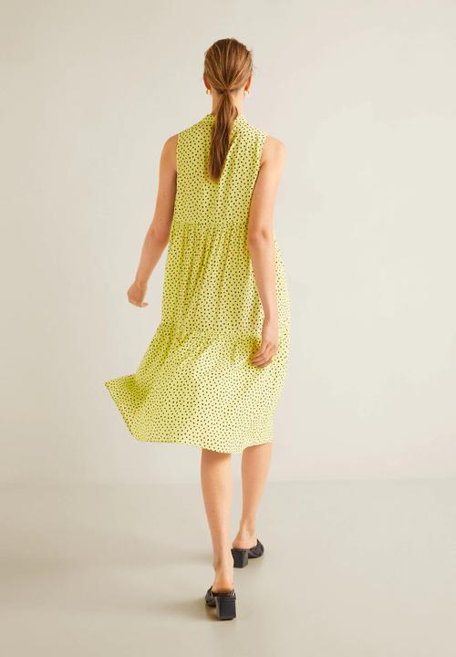 MANGO - Polkadot flared dress - yellow