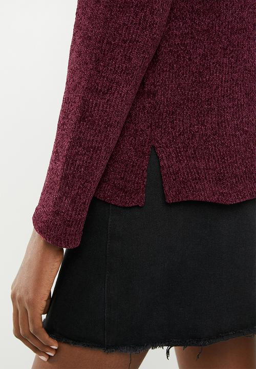 STYLE REPUBLIC - Chenille crew neck sweater - burgundy