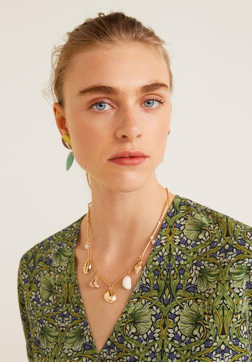 MANGO - Floral wrap blouse - green