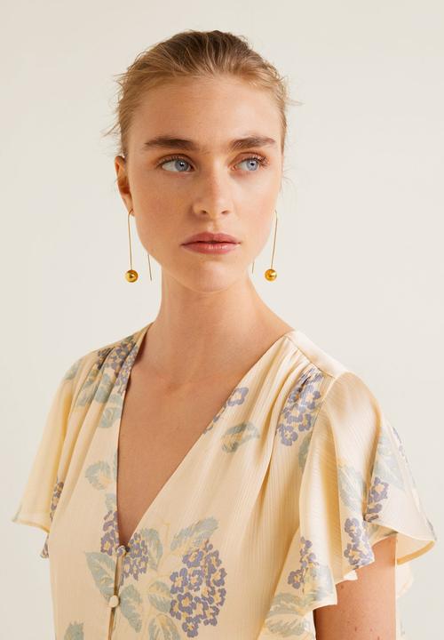 MANGO - Floral satin blouse - pink