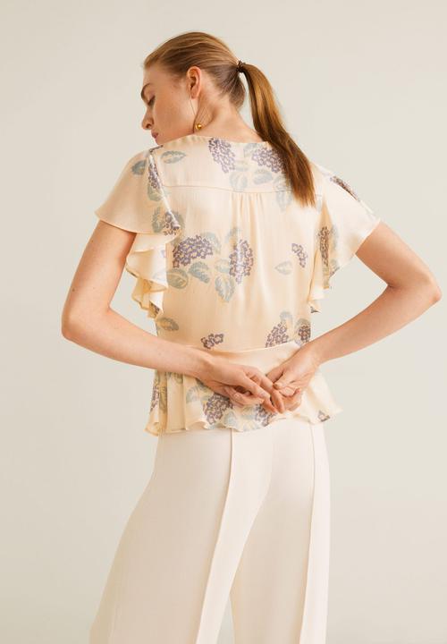 MANGO - Floral satin blouse - pink