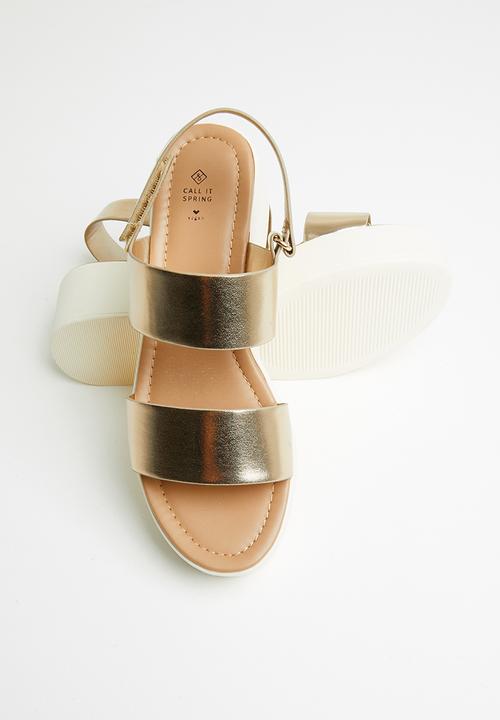 Call It Spring - Faux leather platform sandal - gold