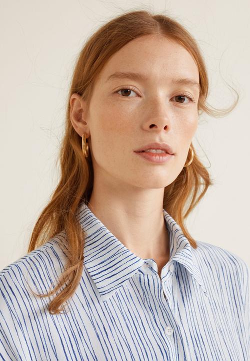 MANGO - Striped print shirt dress - blue