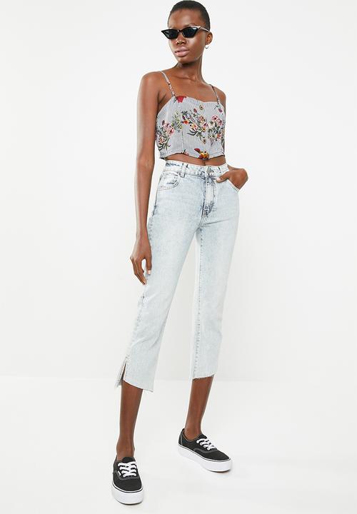 STYLE REPUBLIC - Front button crop-top - black & white