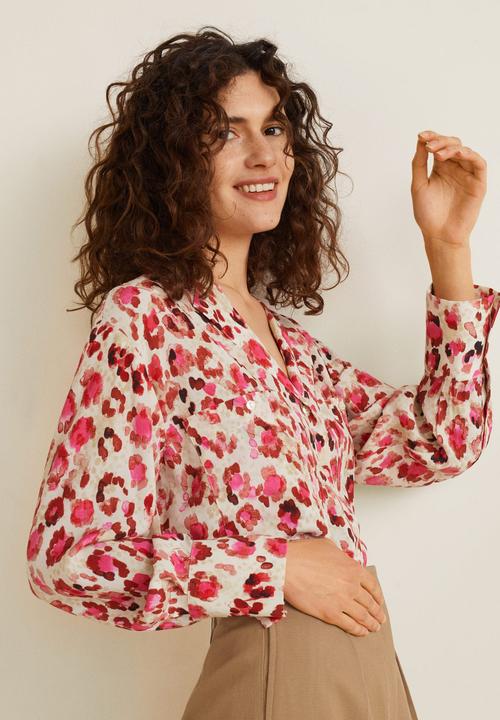 MANGO - Leopard shirt - red