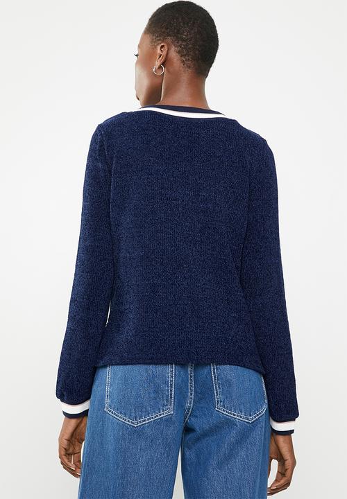 STYLE REPUBLIC - V-neckline chenille sweater - navy