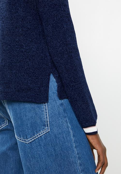 STYLE REPUBLIC - V-neckline chenille sweater - navy