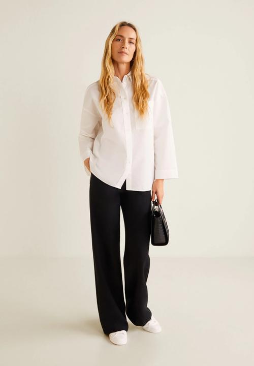 MANGO - Oversized shirt with pocket detail - white