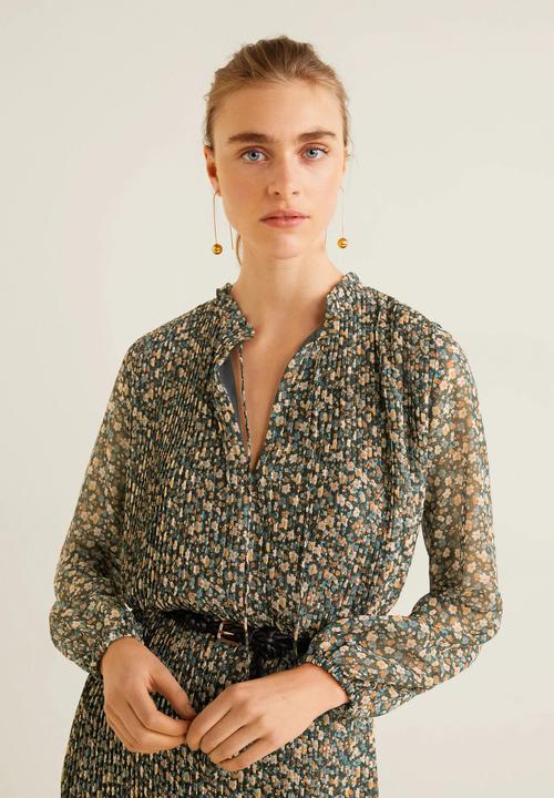 MANGO - Pleated floral dress - multi