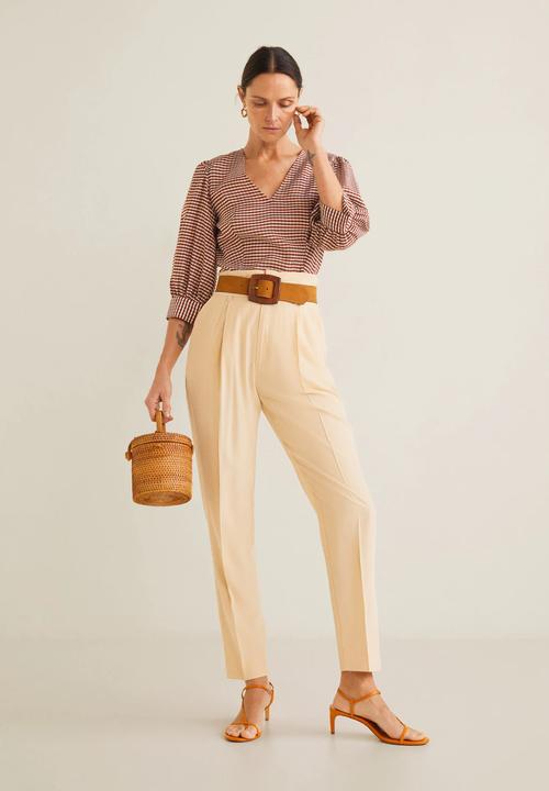 MANGO - Gingham check blouse - red