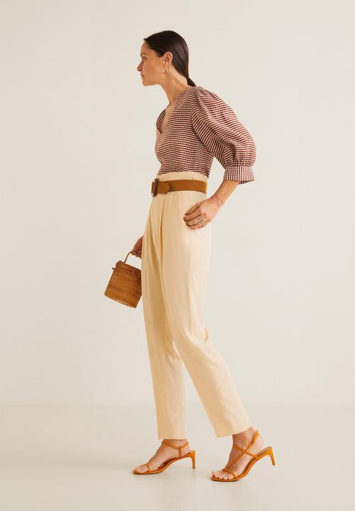 MANGO - Gingham check blouse - red