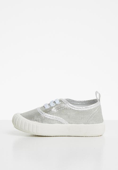Pop Candy - Girls lace up sneaker - silver