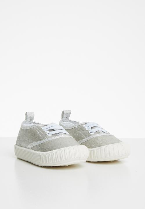 Pop Candy - Girls lace up sneaker - silver