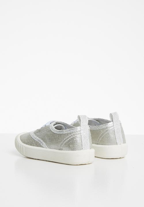 Pop Candy - Girls lace up sneaker - silver