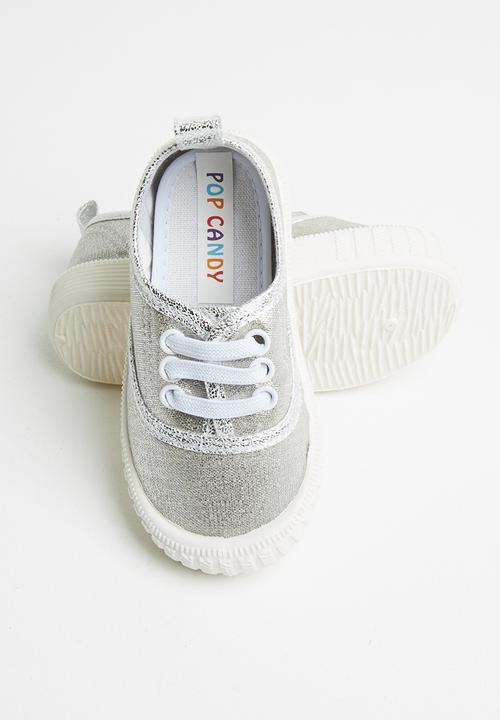 Pop Candy - Girls lace up sneaker - silver