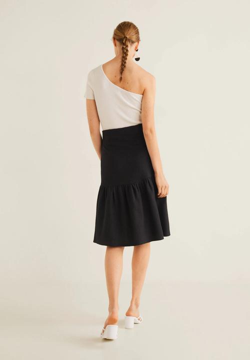 MANGO - Buckle cotton skirt - black