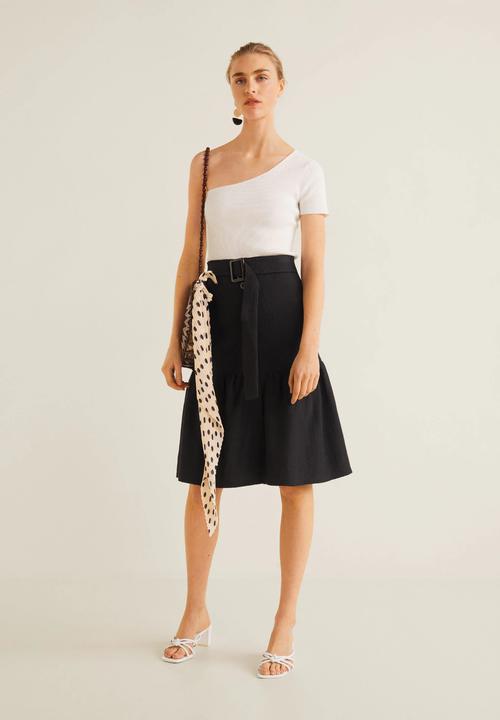 MANGO - Buckle cotton skirt - black
