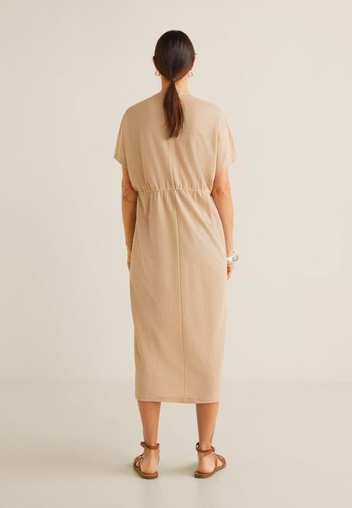 MANGO - Buttoned midi dress with pockets - beige