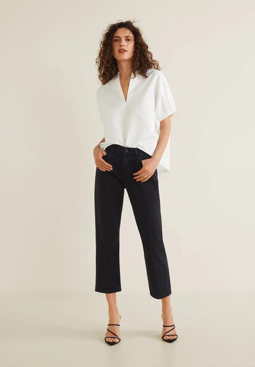 MANGO - V-neck blouse - white