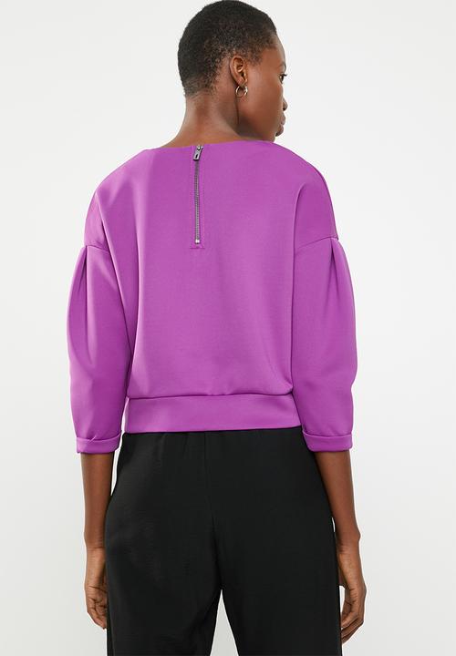 STYLE REPUBLIC - Boxy 3/4 sleeve top - purple