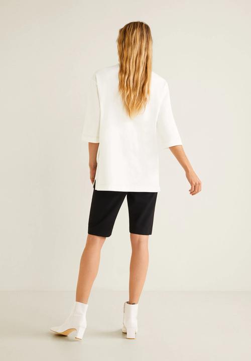 MANGO - Oversized cotton T-shirt - white