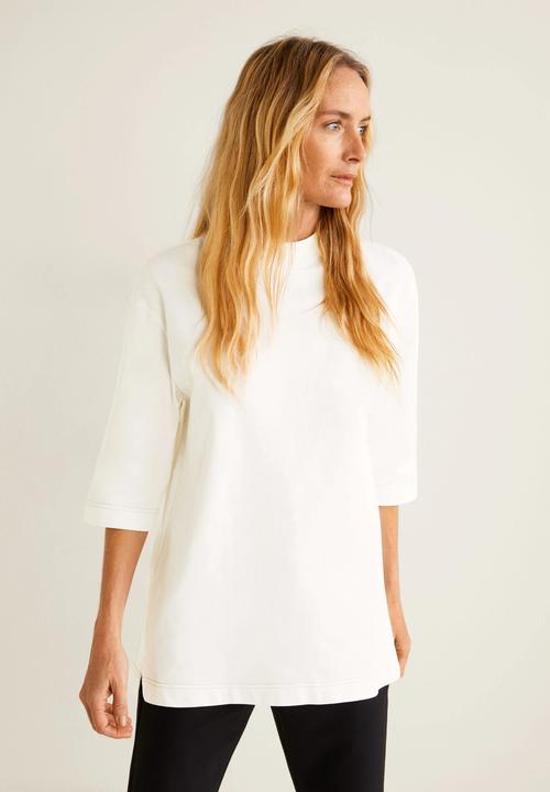 MANGO - Oversized cotton T-shirt - white