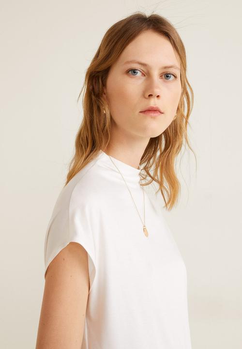 MANGO - High collar T-shirt - white