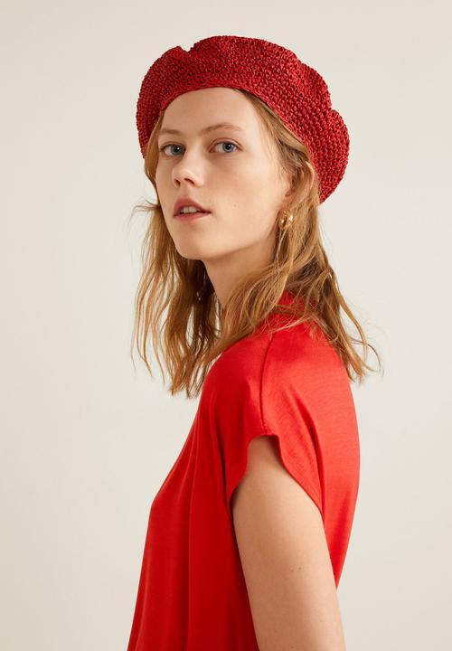 MANGO - High collar T-shirt - red