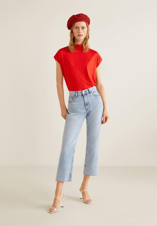MANGO - High collar T-shirt - red
