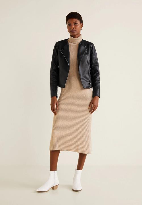 MANGO - Zipped biker jacket - black