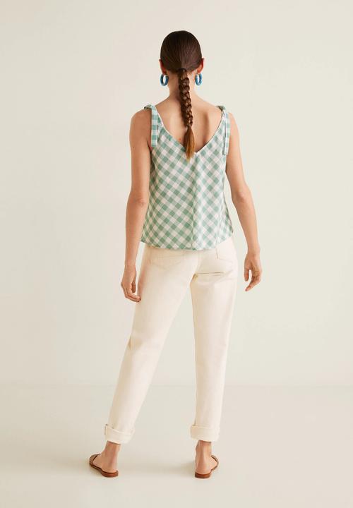 MANGO - Buttoned top with bow detail - green