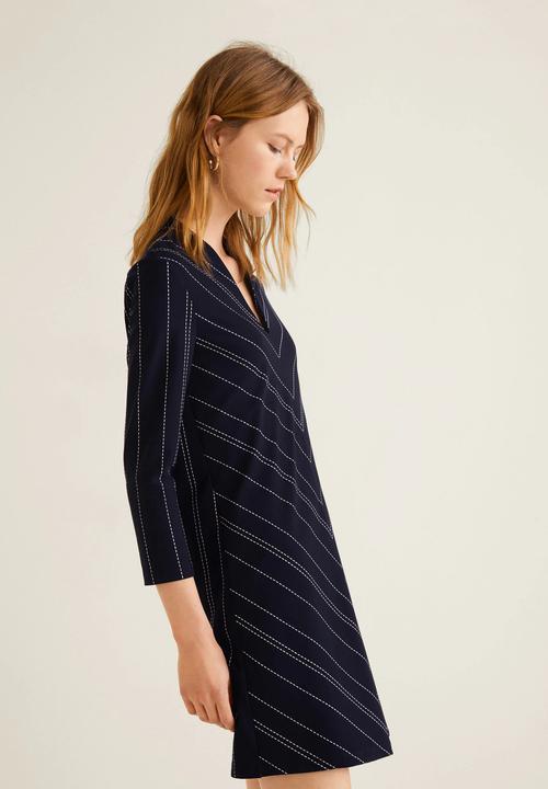 MANGO - Stripes v-neck tunic - navy & white 