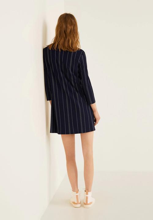 MANGO - Stripes v-neck tunic - navy & white 