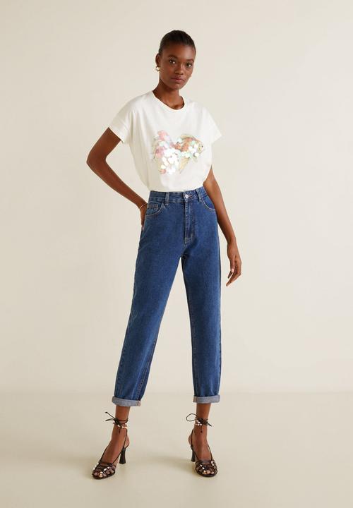MANGO - Sequin printed T-shirt - white