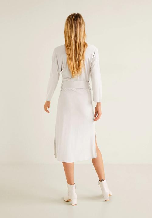 MANGO - Pleated tie-waist dress - pink