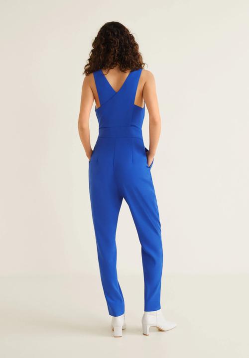 MANGO - Long jumpsuit with belt - blue