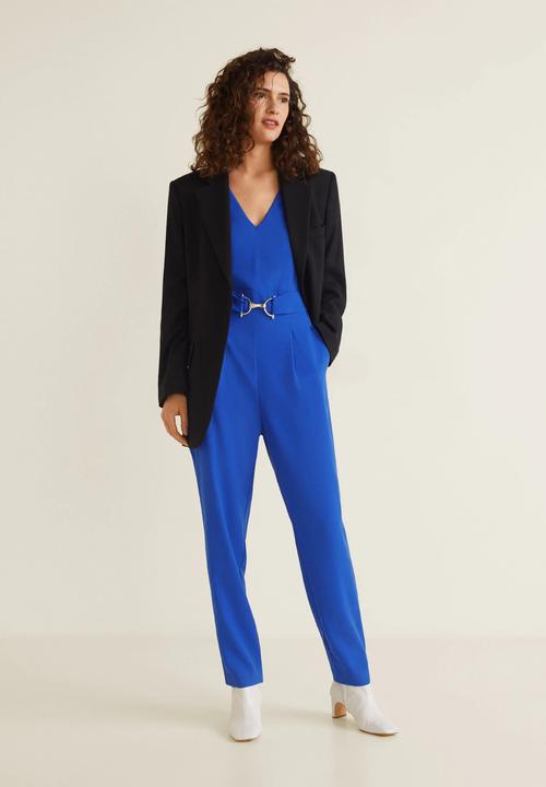 MANGO - Long jumpsuit with belt - blue