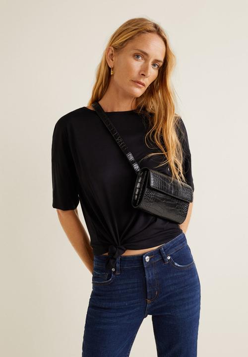 MANGO - Grace cropped straight jeans - blue 