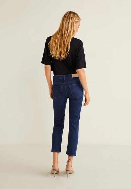 MANGO - Grace cropped straight jeans - blue 