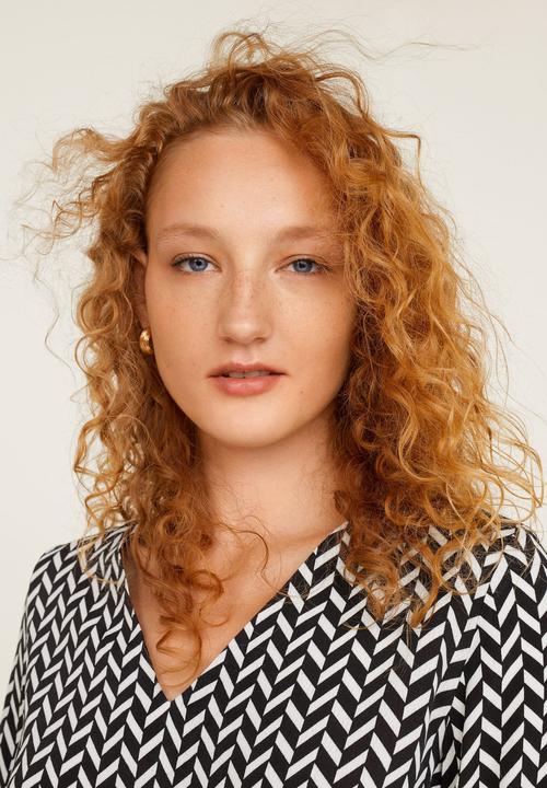 MANGO - Chevron printed v-neck blouse - black