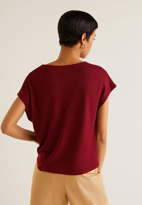 MANGO - Knot detail blouse - burgundy