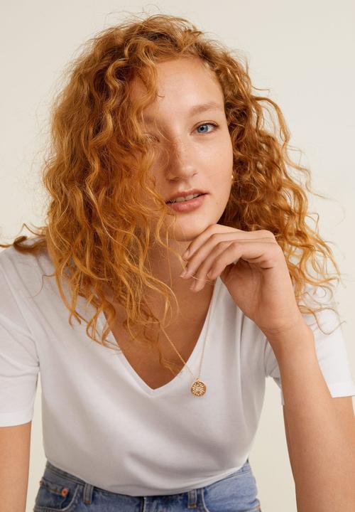 MANGO - V-neck essential T-shirt - white