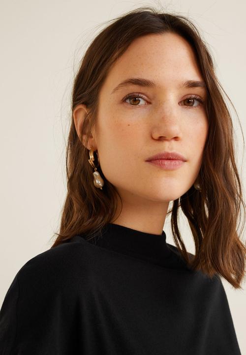 MANGO - Ribbed neck T-shirt - black