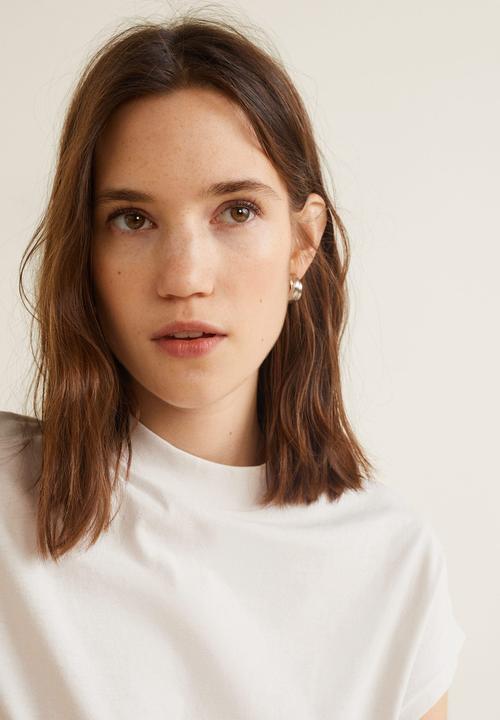 MANGO - Ribbed neck T-shirt - white 