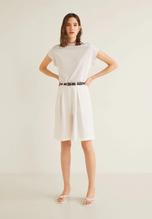 MANGO - Ribbed neck T-shirt - white 