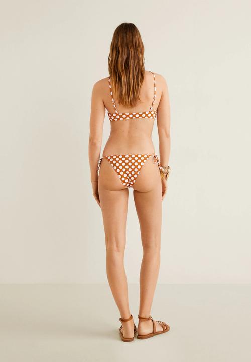 MANGO - Polkadot tie bikini bottoms - rust & white 